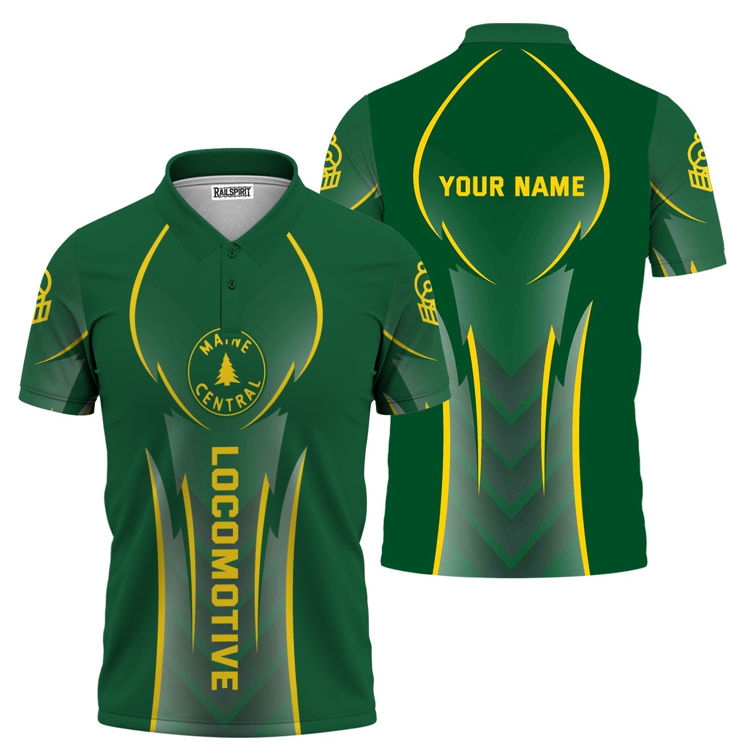 Railspirit Personalized Maine Central Railroad Polo Shirt Striking Line Style Train Shirt For Locomotive Lovers