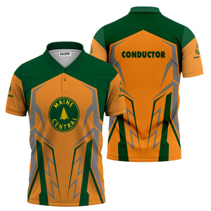 Railspirit Personalized Maine Central Railroad Polo Shirt Futuristic Design with Custom Job Train Shirt