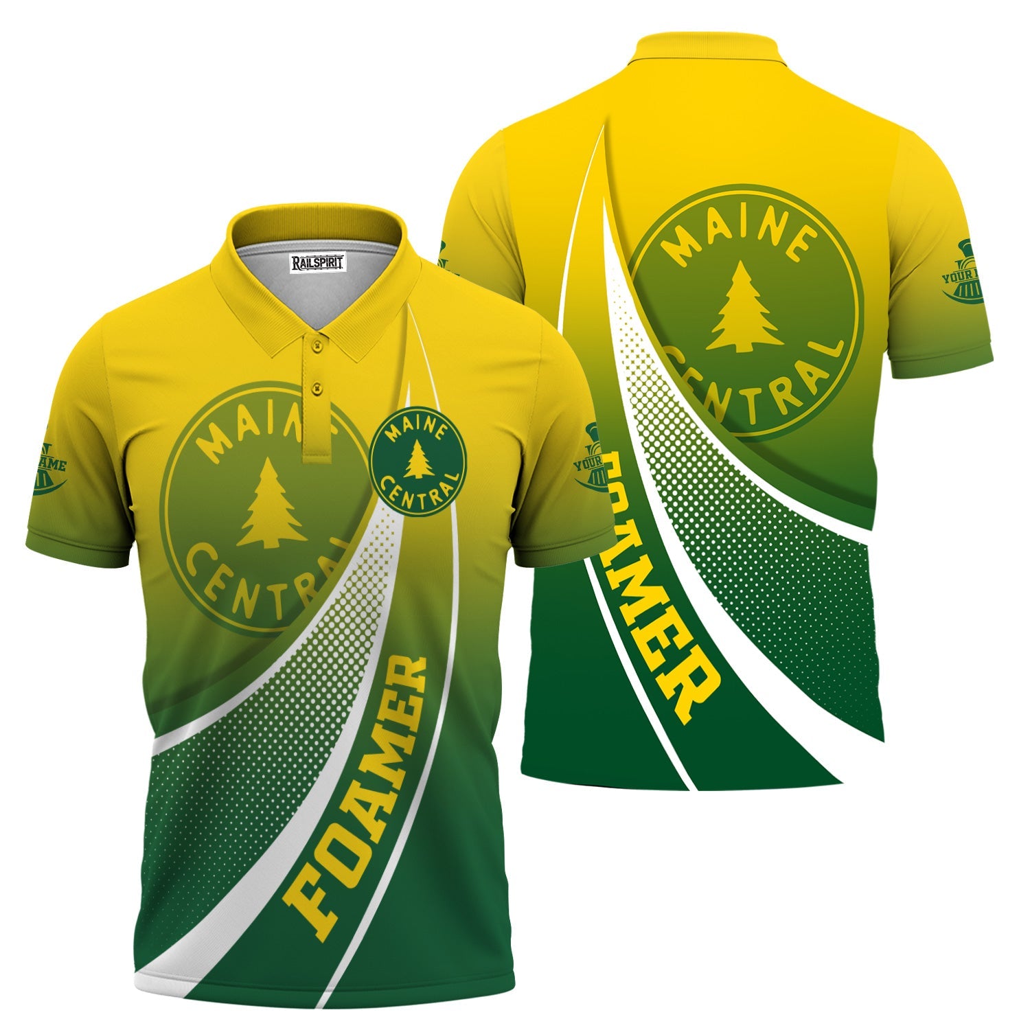 Railspirit Personalized Maine Central Railroad Polo Shirt Railway-Themed Style Shirt Gift Idea For Trainspotter