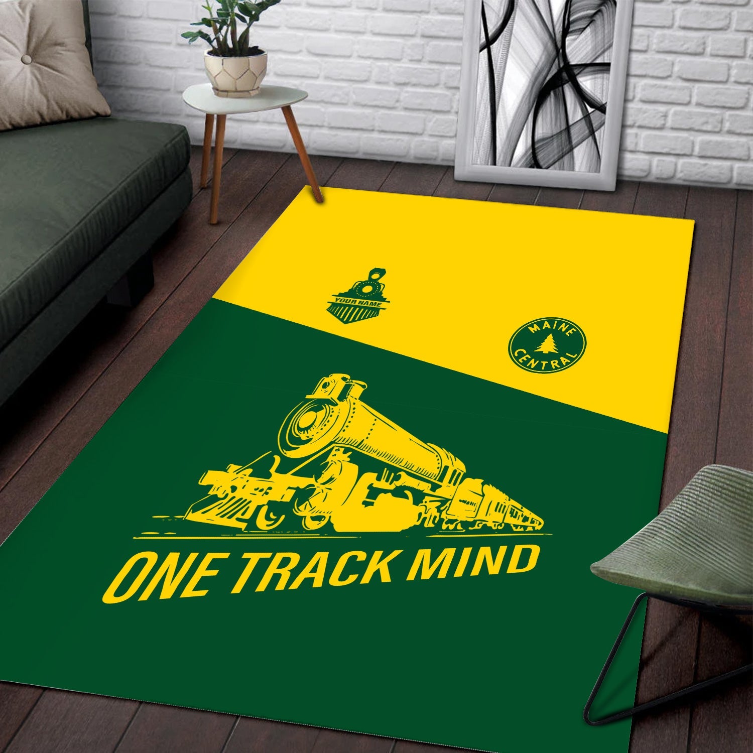 Railspirit Personalized Maine Central Railroad Area Rug One Track Mind Train Rug Gift Idea For Train Lover
