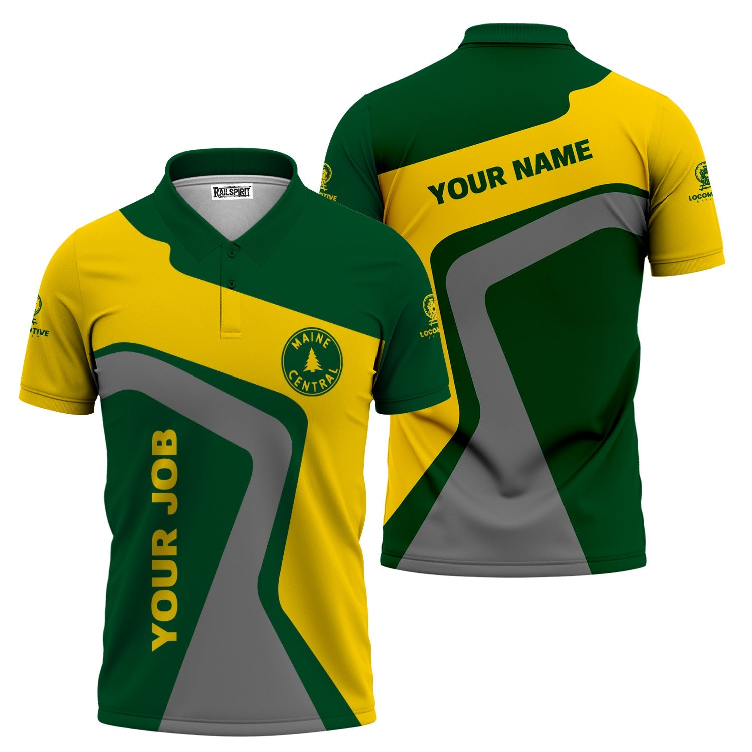 Railspirit Personalized Maine Central Railroad Polo Shirt Unique Design with Custom Job Position Train Shirt