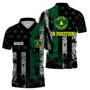 Railspirit Personalized Maine Central Railroad Polo Shirt Artistic Paint American Flag Style Train Shirt