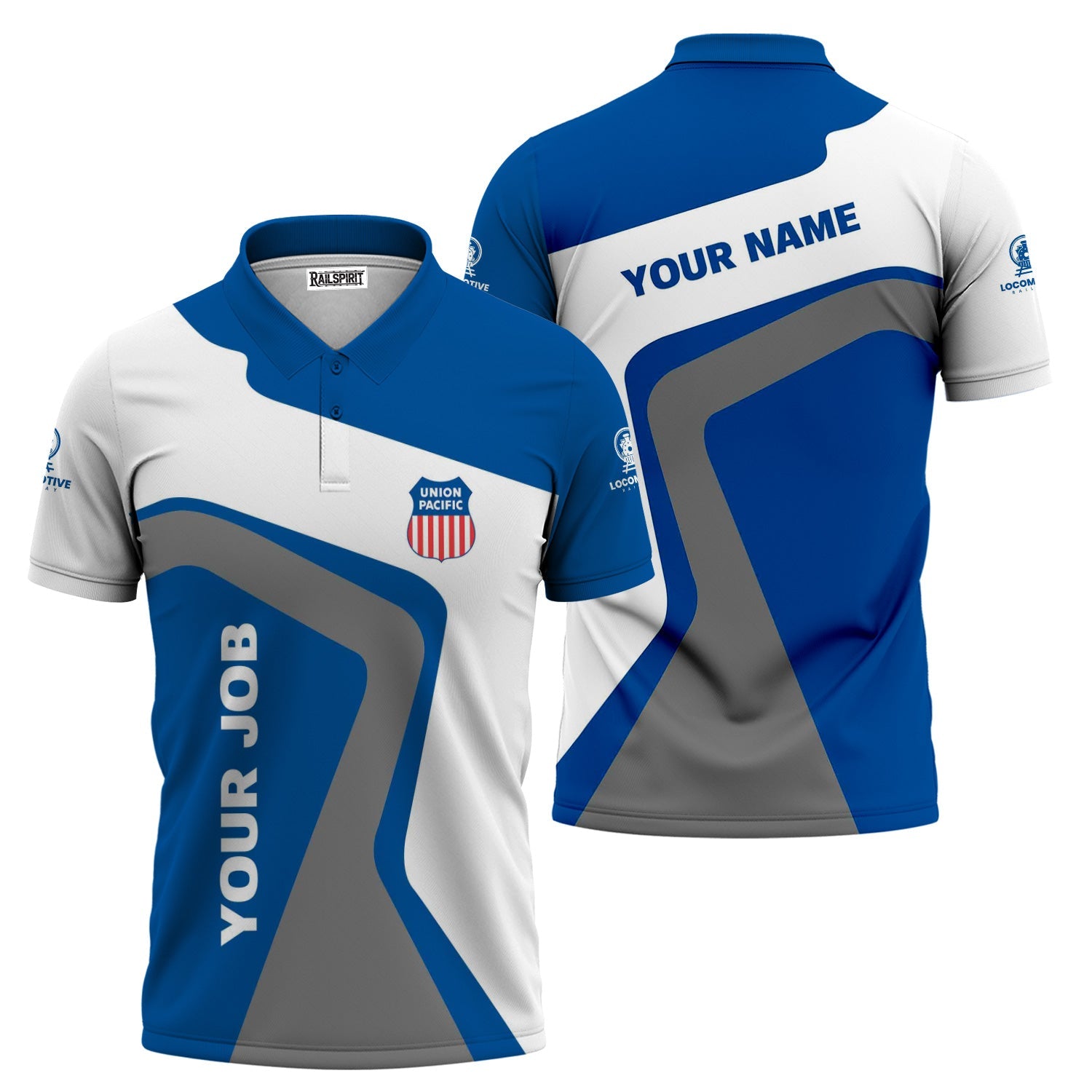 Railspirit Personalized Union Pacific Railroad Polo Shirt Unique Design with Custom Job Position Big Boy Train Shirt