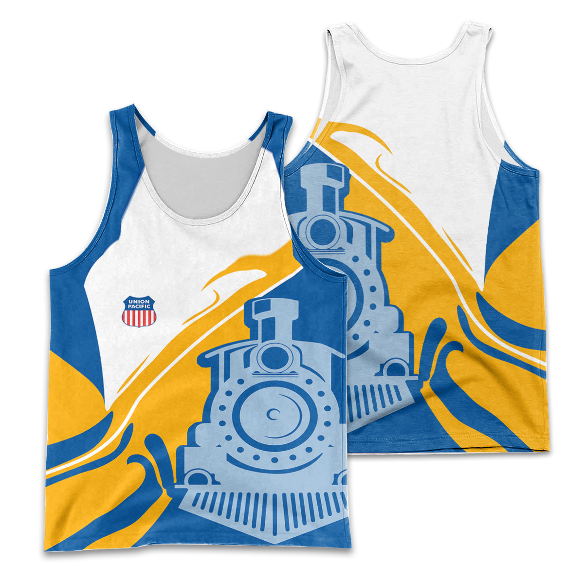 Railspirit Personalized Union Pacific Railroad Men Tank Top Flame-Inspired Style Big Boy Shirt Gift Idea For Train Lovers