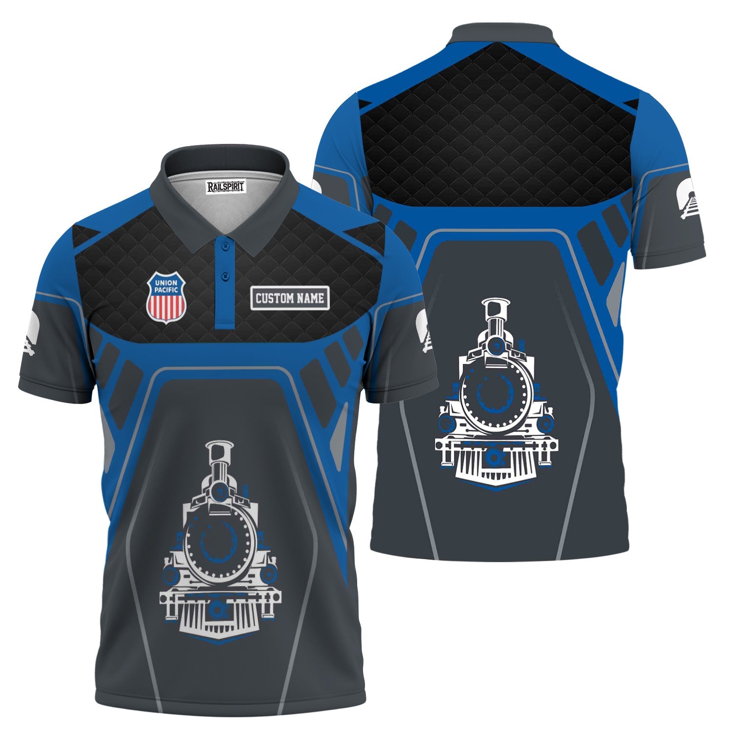 Railspirit Personalized Union Pacific Railroad Polo Shirt Steam Locomotive Engine Graphic Big Boy Train Shirt All Over Print