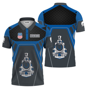 Railspirit Personalized Union Pacific Railroad Polo Shirt Steam Locomotive Engine Graphic Big Boy Train Shirt All Over Print