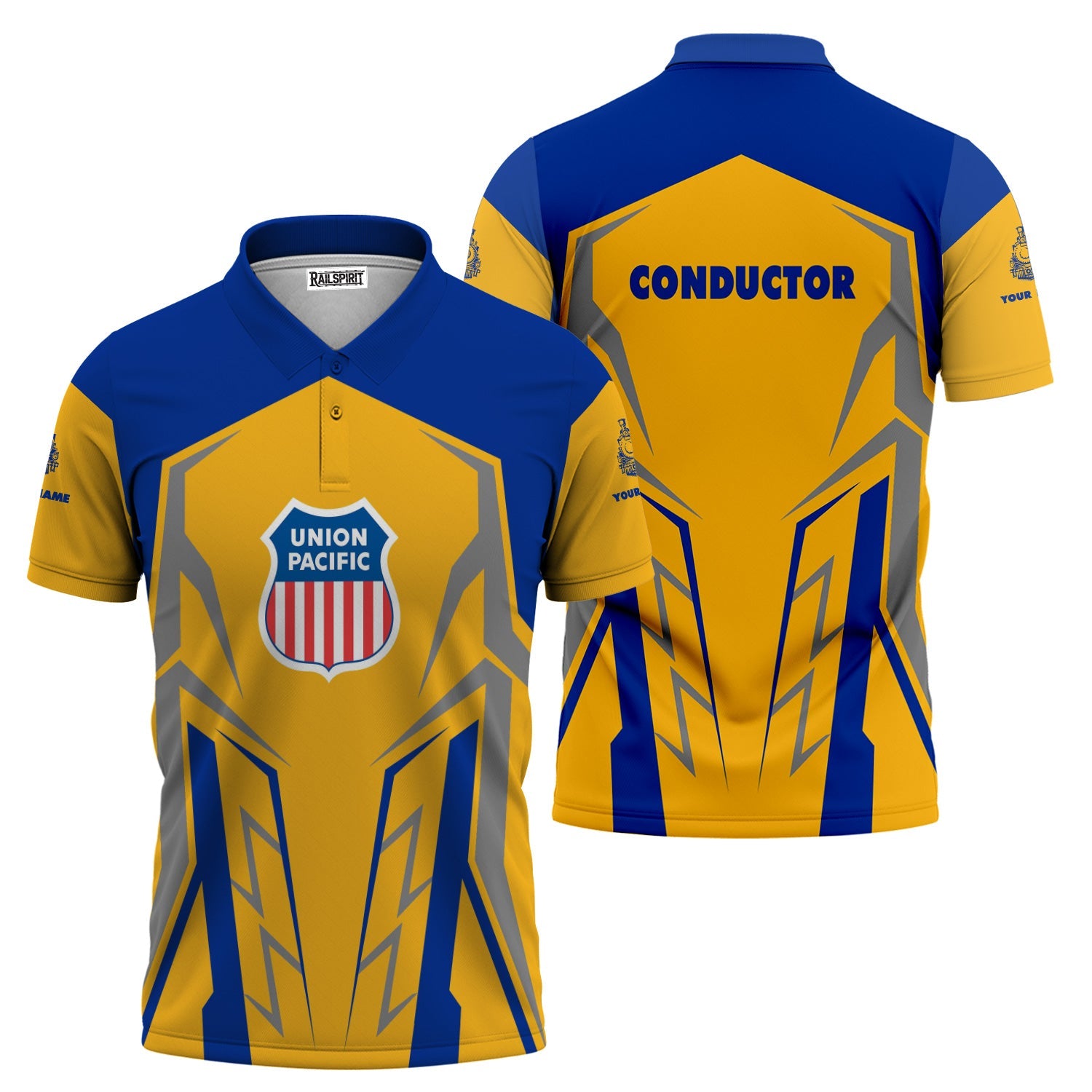 Railspirit Personalized Union Pacific Railroad Polo Shirt Futuristic Design with Custom Job Big Boy Train Shirt