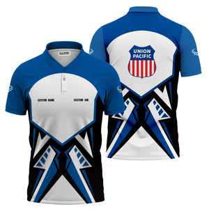 Railspirit Personalized Union Pacific Railroad Polo Shirt Vibriant Style with Custom Position Big Boy Train Shirt