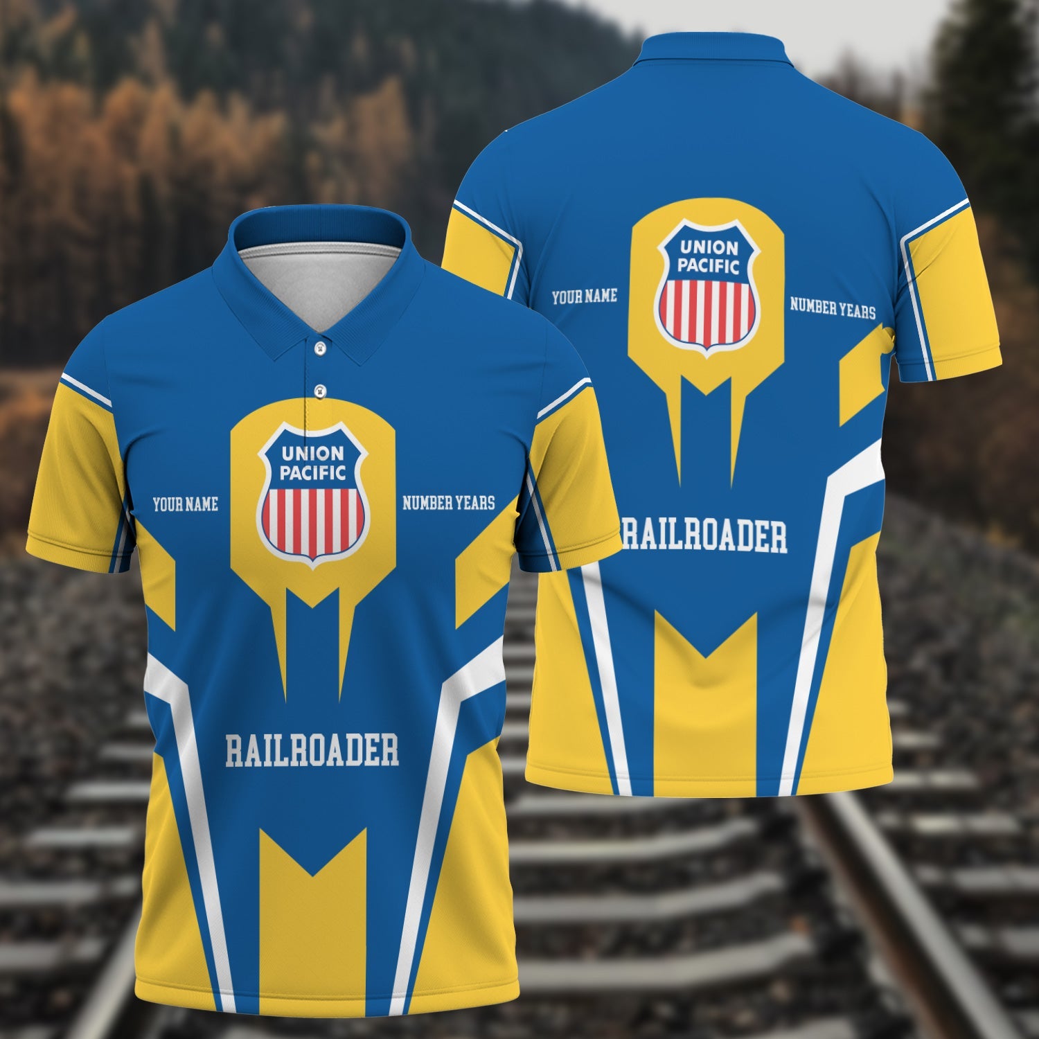 Railspirit Personalized Union Pacific Railroad Polo Shirt Custom Year Railroader Big Boy Shirt Gift Idea For Train Lover