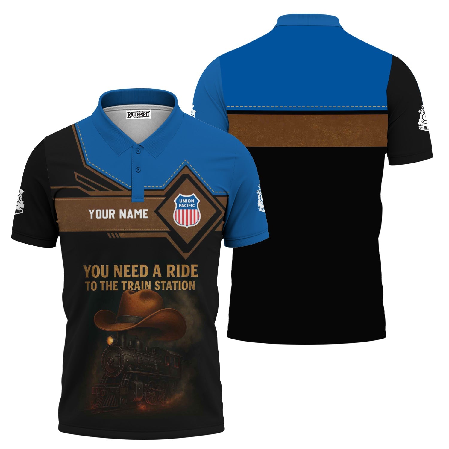 Railspirit Personalized Union Pacific Railroad Polo Shirt You Need A Ride To The Train Station Big Boy Shirt For Train Lovers