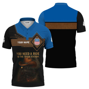 Railspirit Personalized Union Pacific Railroad Polo Shirt You Need A Ride To The Train Station Big Boy Shirt For Train Lovers