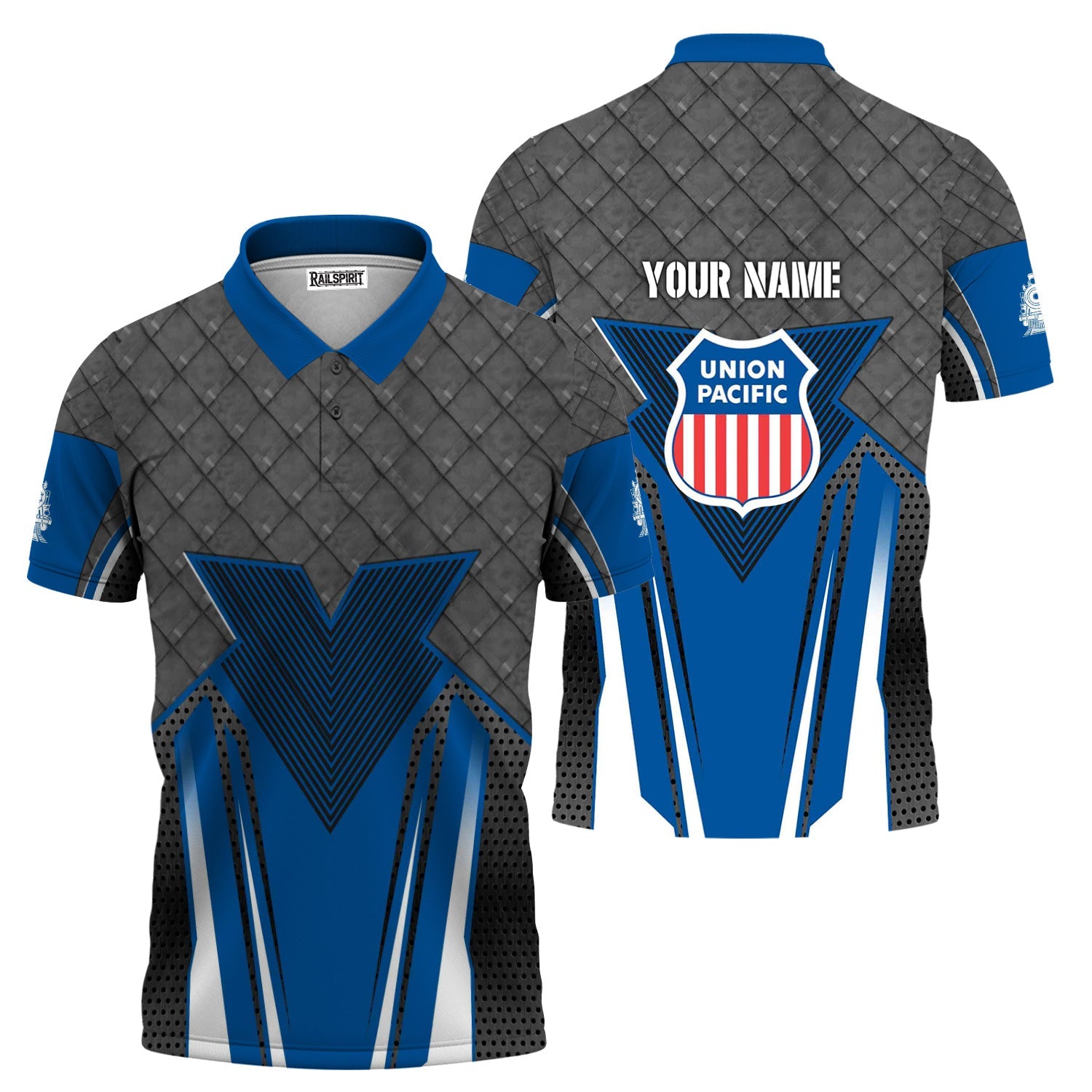 Railspirit Personalized Union Pacific Railroad Polo Shirt Rugged Steel Vibes Big Boy Train Shirt All Over Print