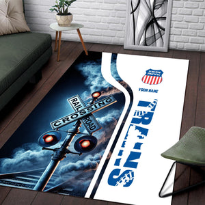 Railspirit Personalized Union Pacific Railroad Area Rug Railroad Crossing Sign Big Boy Rug All Over Print