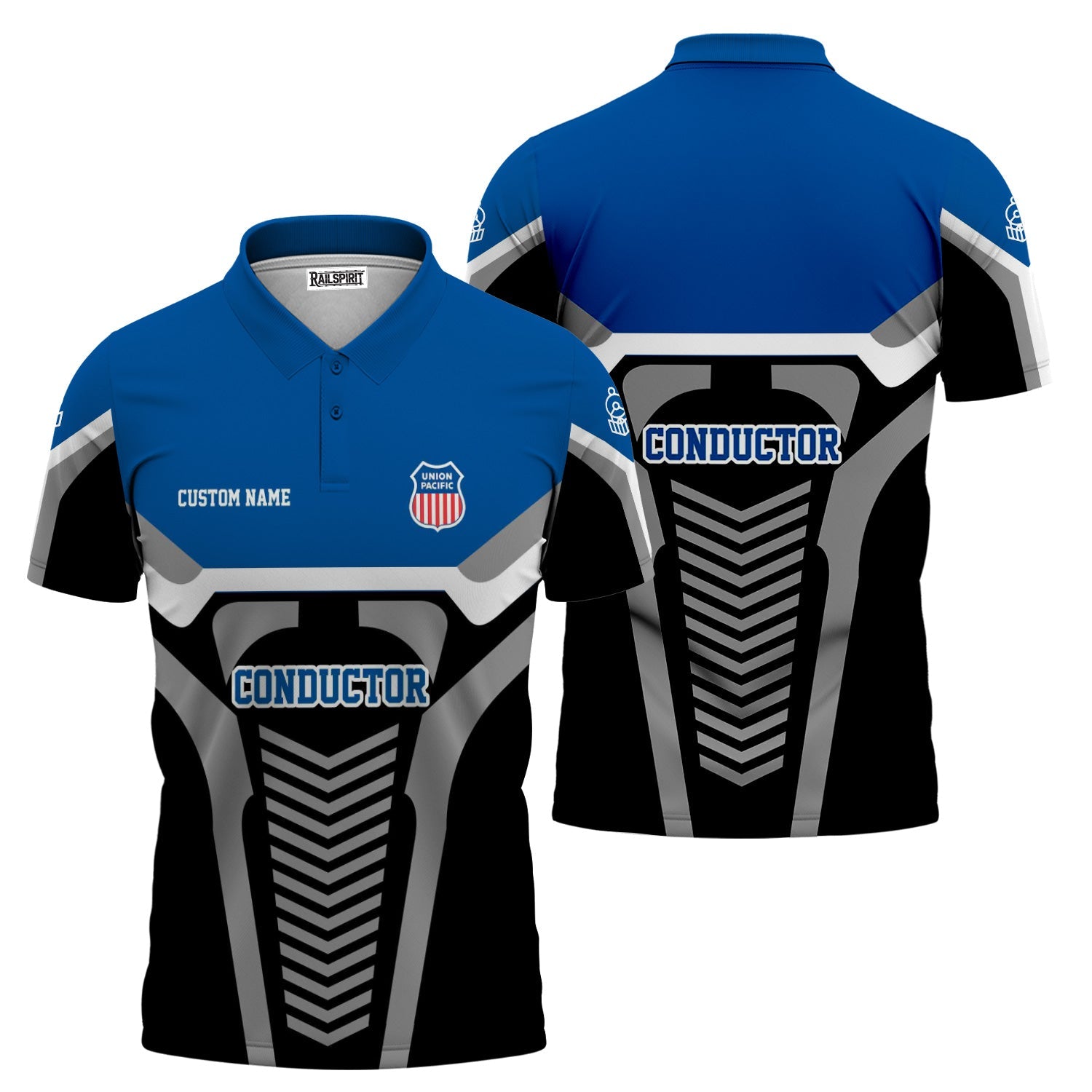 Railspirit Personalized Union Pacific Railroad Polo Shirt Track-Inspired with Custom Job Position Big Boy Train Shirt