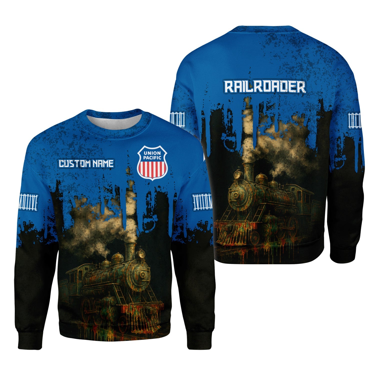 Railspirit Personalized Union Pacific Railroad Sweatshirt Vintage Train Art Style Big Boy Shirt For Locomotive Fans
