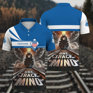 Railspirit Personalized Union Pacific Railroad Polo Shirt One Track Mind Big Boy Train Printed Shirt