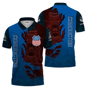 Railspirit Personalized Union Pacific Railroad Polo Shirt Blazing Style with Custom Position Big Boy Train Shirt