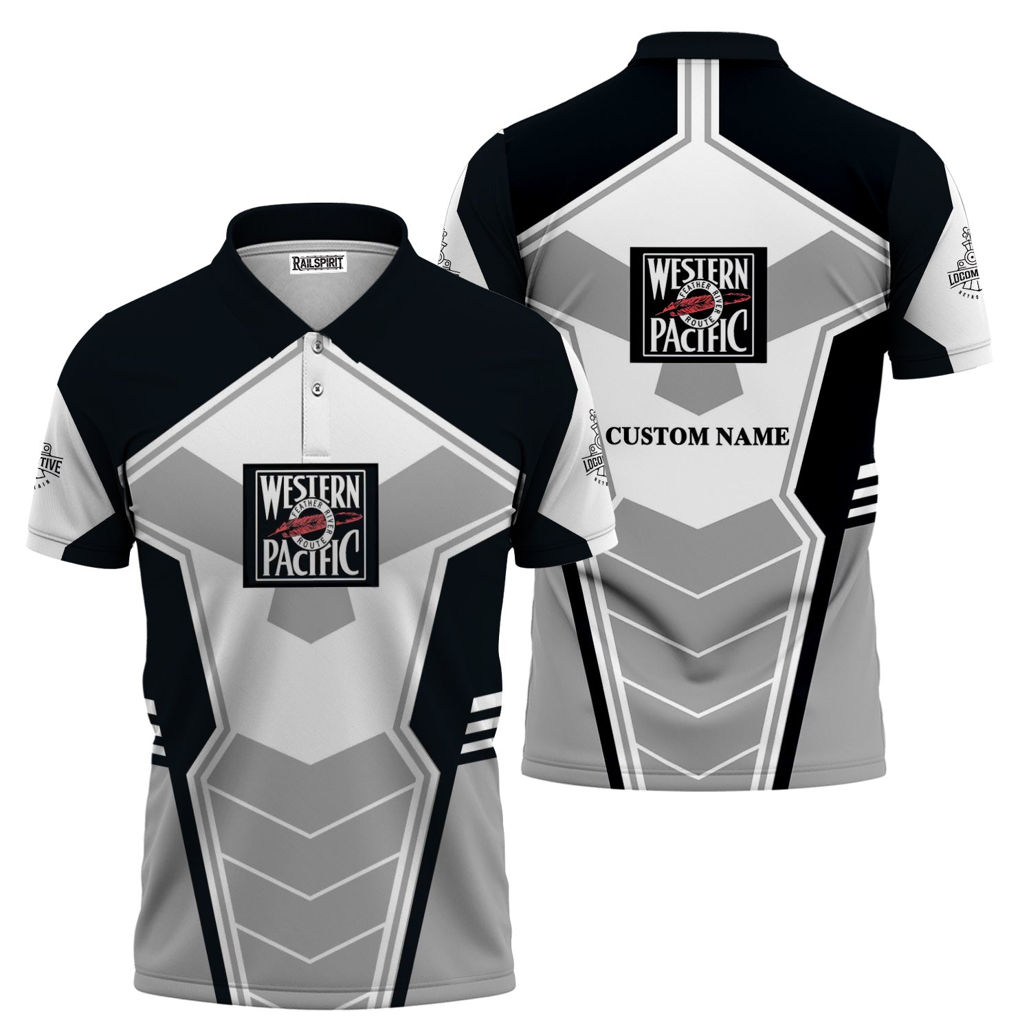 Railspirit Personalized Western Pacific Railroad Polo Shirt Engine-Inspired Style Train Shirt for Railroad Fanatic