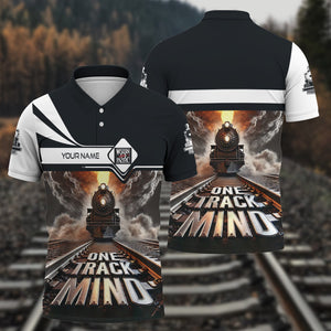 Railspirit Personalized Western Pacific Railroad Polo Shirt One Track Mind Train Printed Shirt