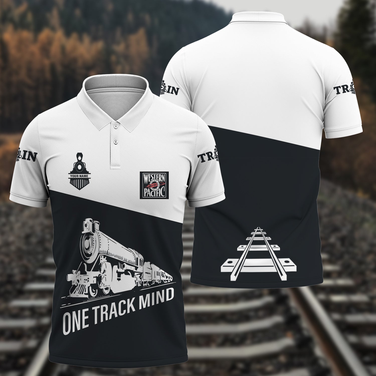 Railspirit Personalized Western Pacific Railroad Polo Shirt One Track Mind Unisex Train Shirt Gift Idea For Train Lover