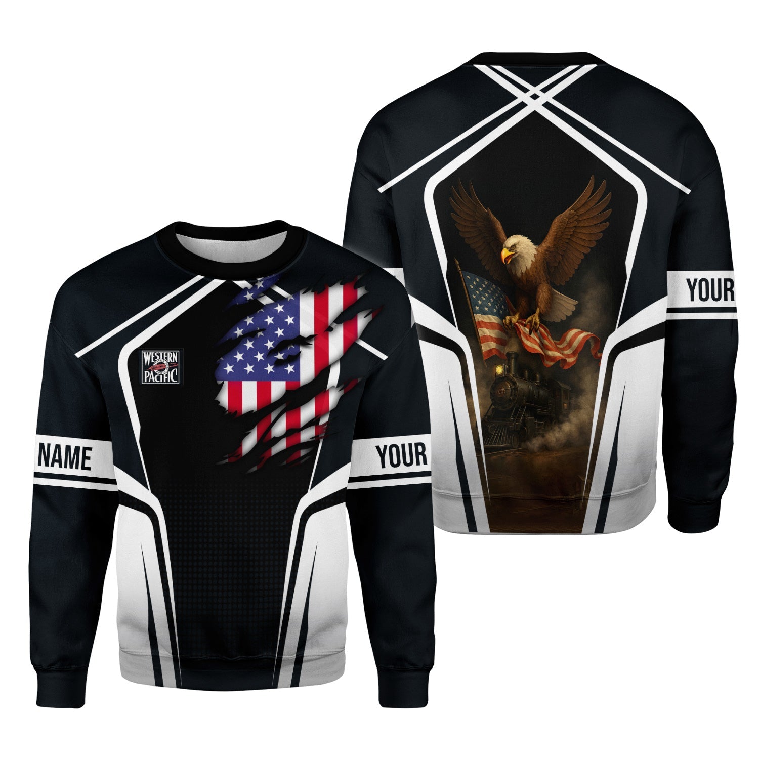 Railspirit Personalized Western Pacific Railroad Sweatshirt American Eagle Vintage Train Shirt