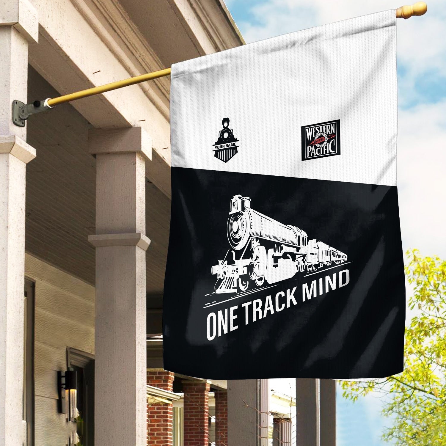 Railspirit Personalized Western Pacific Railroad Garden Flag One Track Mind Flag Gift Idea For Train Lover