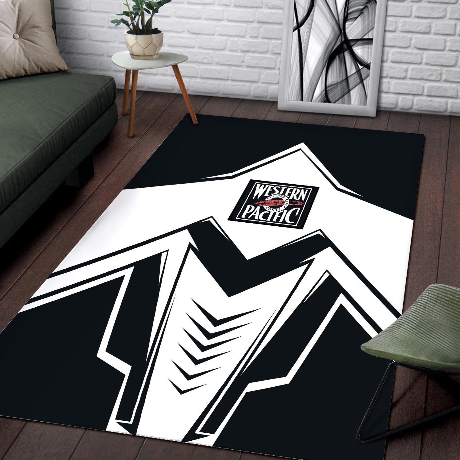 Railspirit Western Pacific Railroad Area Rug Railway Trainspotter Style Rug Gift Idea For Foamers