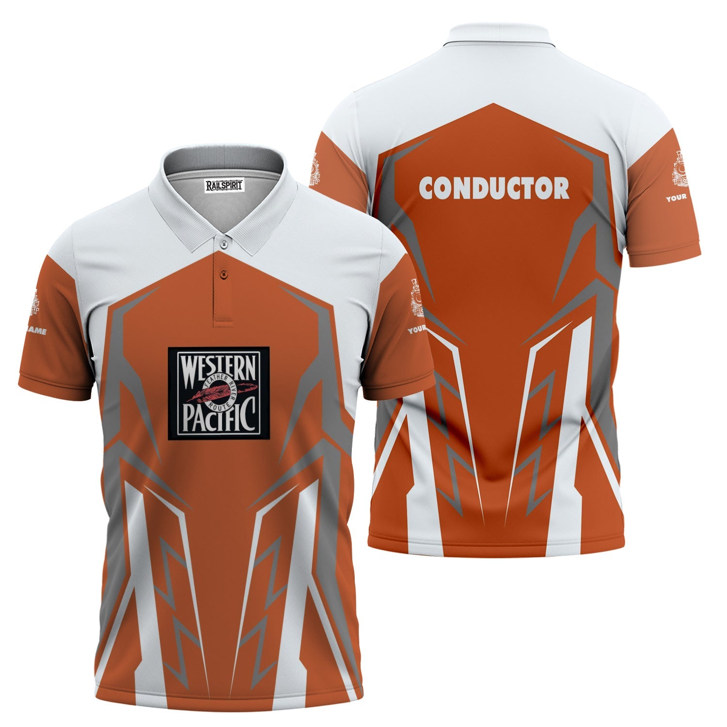 Railspirit Personalized Western Pacific Railroad Polo Shirt Futuristic Design with Custom Job Train Shirt