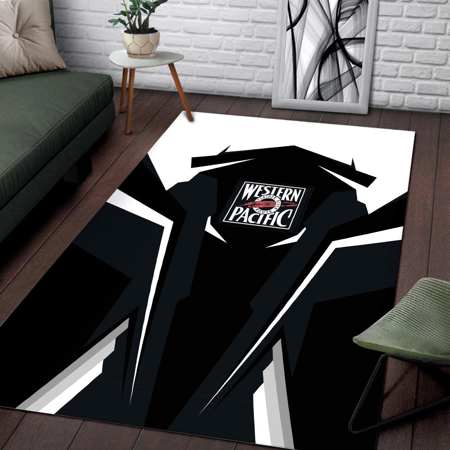 Railspirit Personalized Western Pacific Railroad Area Rug Strong Line Style  Train Area Rug Gift Idea For Train Lover