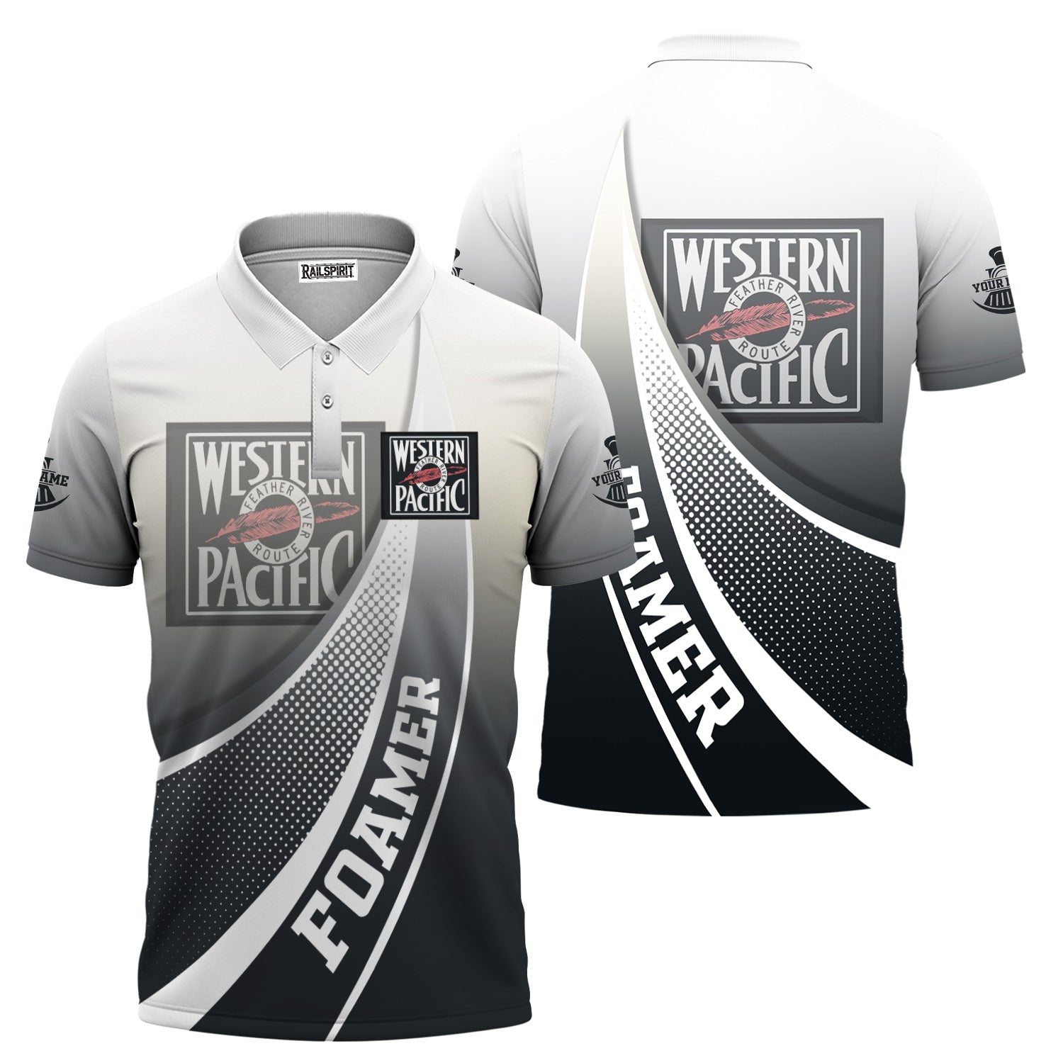 Railspirit Personalized Western Pacific Railroad Polo Shirt Railway-Themed Style Shirt Gift Idea For Trainspotter