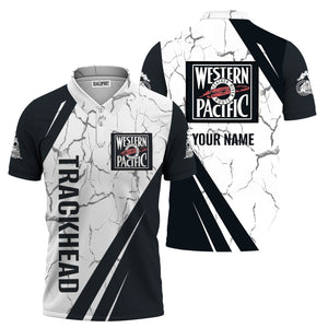 Railspirit Personalized Western Pacific Railroad Polo Shirt Crackle Texture Style Train Shirt For Trackhead