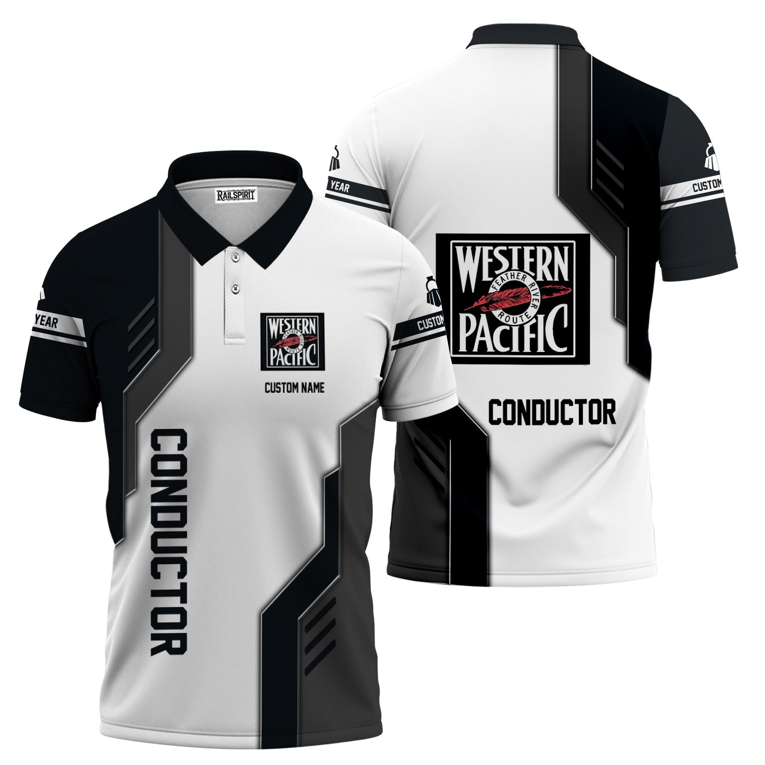 Railspirit Personalized Western Pacific Railroad Polo Shirt Unique Railway Style with Custom Job Train Shirt