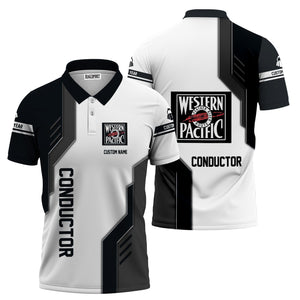 Railspirit Personalized Western Pacific Railroad Polo Shirt Unique Railway Style with Custom Job Train Shirt