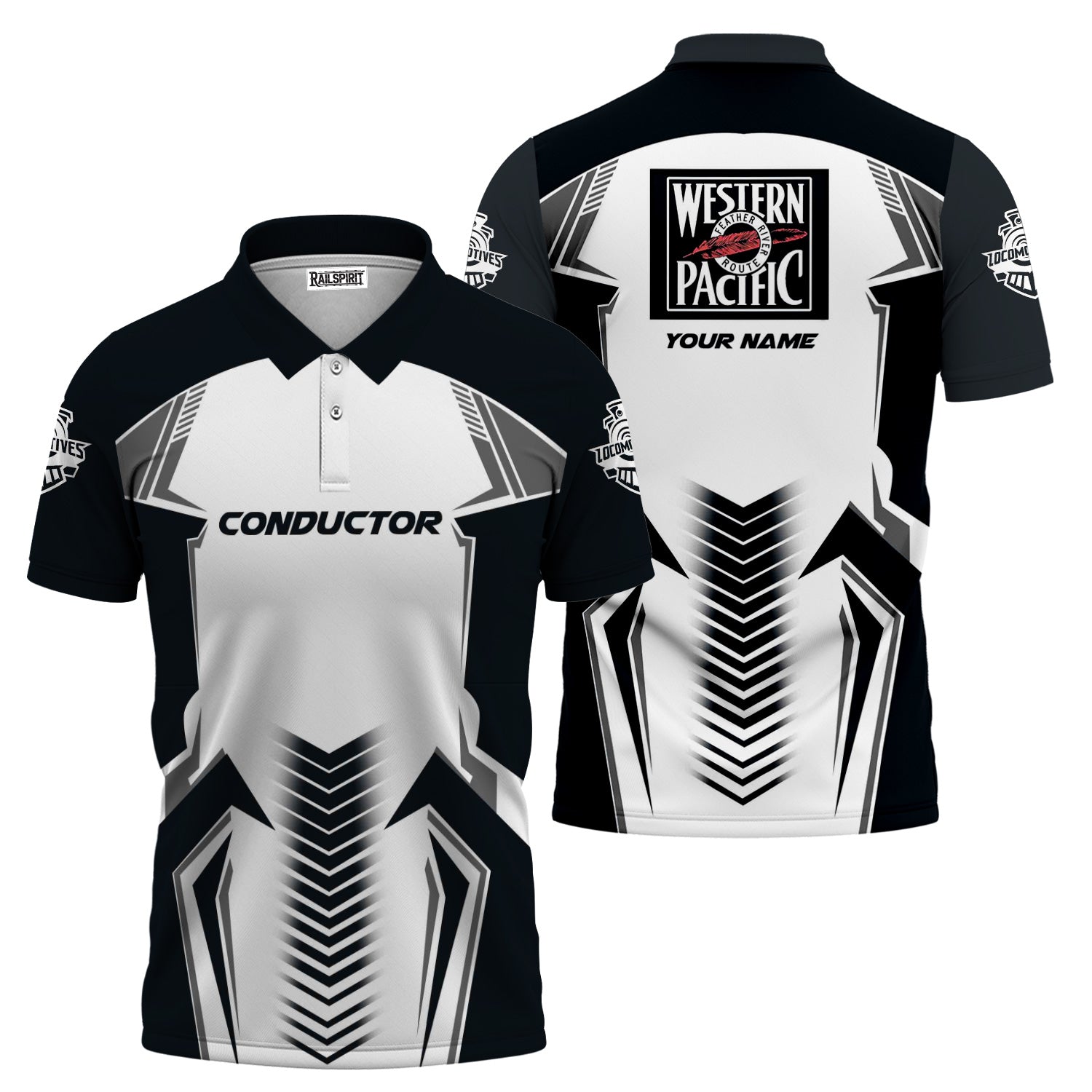 Railspirit Personalized Western Pacific Railroad Polo Shirt Standout Style with Custom Position Train Shirt