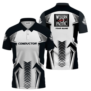 Railspirit Personalized Western Pacific Railroad Polo Shirt Standout Style with Custom Position Train Shirt
