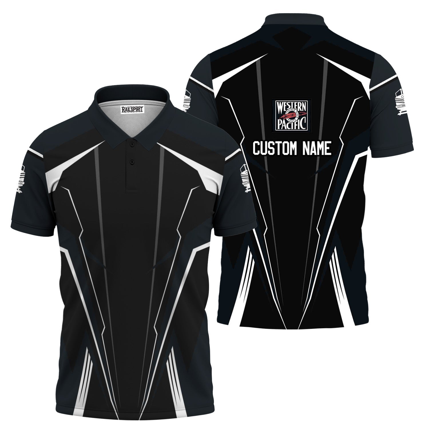Railspirit Personalized Western Pacific Railroad Polo Shirt Lightning-Edge Design Train Shirt For Railroad Lovers