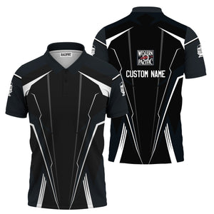 Railspirit Personalized Western Pacific Railroad Polo Shirt Lightning-Edge Design Train Shirt For Railroad Lovers