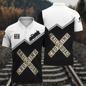 Railspirit Personalized Western Pacific Railroad Polo Shirt Railroad Crossing Printed Train Track Shirt