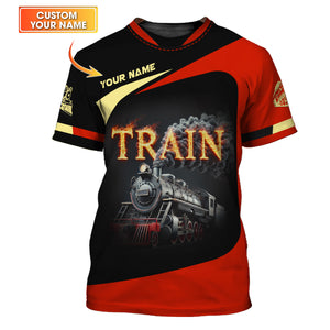 Railspirit Personalized Blazing Steam Train T-Shirt - Locomotive Fan Gift