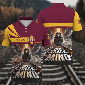 Railspirit Personalized Boston and Maine Railroad Polo Shirt One Track Mind Train Printed Shirt
