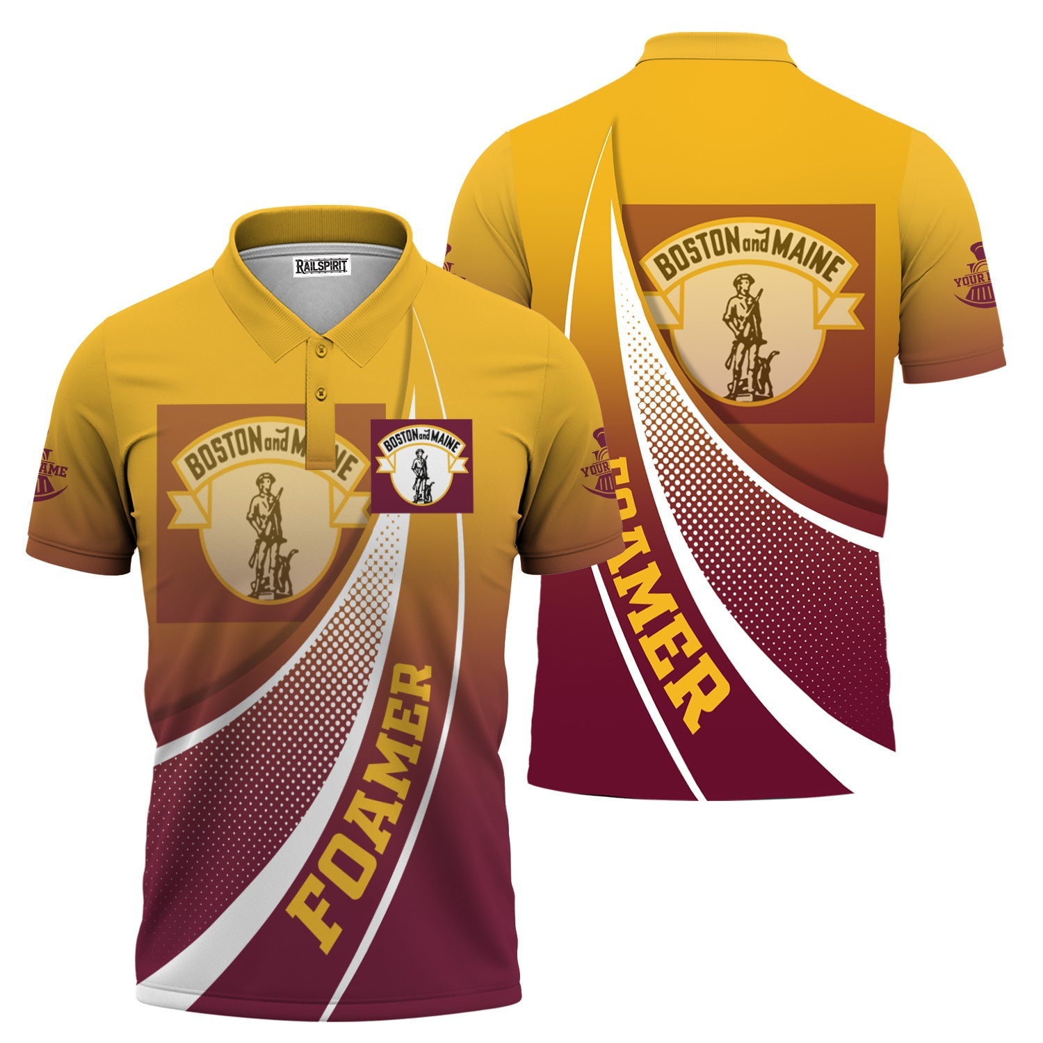 Railspirit Personalized Boston and Maine Railroad Polo Shirt Railway-Themed Style Shirt Gift Idea For Trainspotter