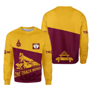 Railspirit Personalized Boston and Maine Railroad Sweatshirt One Track Mind Train Sweater Gift Idea For Train Lover