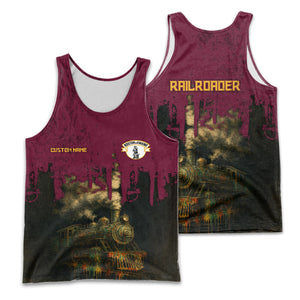 Railspirit Personalized Boston and Maine Railroad Men Tank Top Vintage Train Art Style Shirt For Locomotive Fans