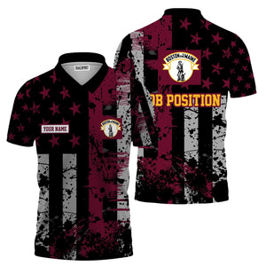 Railspirit Personalized Boston and Maine Railroad Polo Shirt Artistic Paint American Flag Style Train Shirt