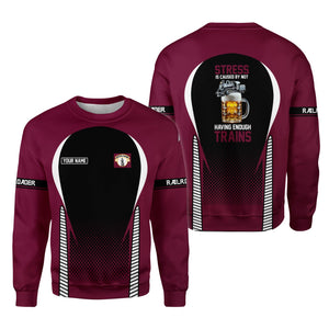 Railspirit Personalized Boston and Maine Railroad Sweatshirt Stress Is Caused By Not Having Enough Trains Shirt All Over Print Shirt