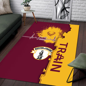 Railspirit Boston and Maine Railroad Area Rug Engine Heartbeat and Track Love Style Rug Gift Idea For Train Lovers