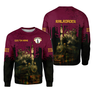 Railspirit Personalized Boston and Maine Railroad Sweatshirt Vintage Train Art Style Shirt For Locomotive Fans