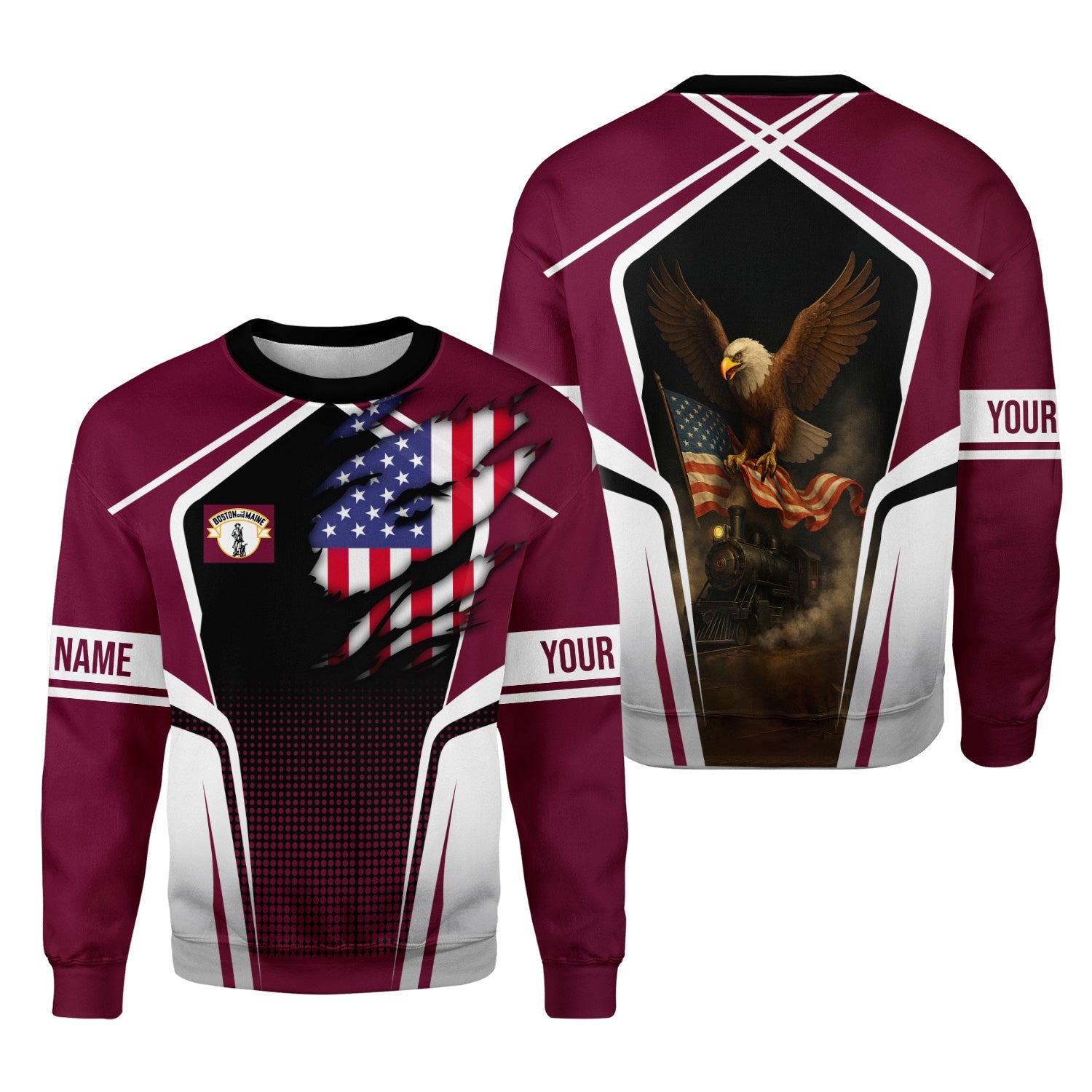 Railspirit Personalized Boston and Maine Railroad Sweatshirt American Eagle Vintage Train Shirt