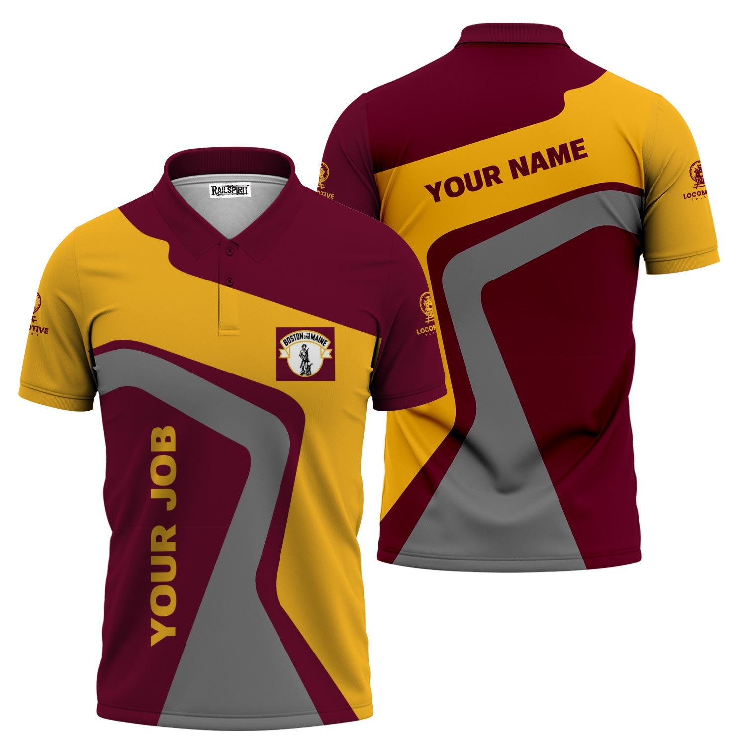 Railspirit Personalized Boston and Maine Railroad Polo Shirt Unique Design with Custom Job Position Train Shirt
