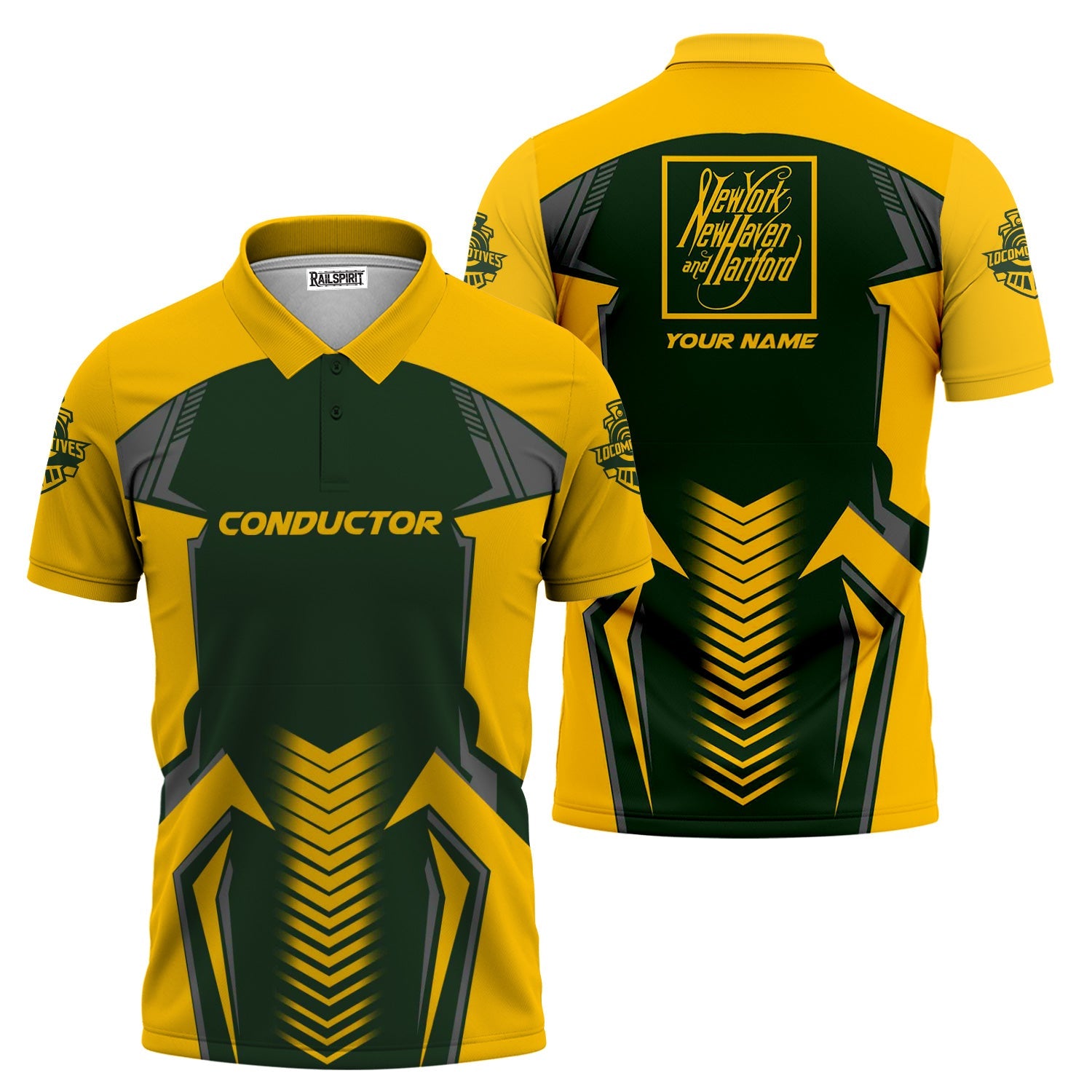 Railspirit Personalized New York, New Haven and Hartford Railroad Polo Shirt Standout Style with Custom Position New Haven Railroad Train Shirt